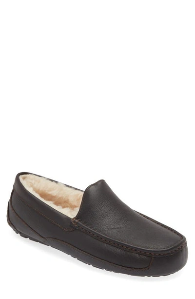 Ugg Men's Ascot Water-resistant Leather Slippers In Dark Spice