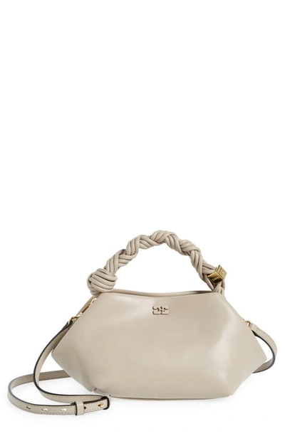 Ganni Small Bou Leather Top Handle Bag In Beige