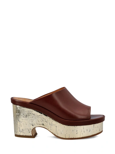 Chloé Oli Leather Platform Mules In Empty