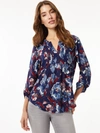 Jones New York Crepe De Chine Roll Tab Pintuck Blouse In Multi