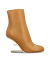 Fendi Lambskin Metallic F-heel Ankle Booties In Black