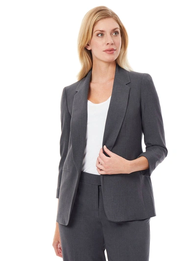 Jones New York Three Quarter Sleeve Blazer In Gray