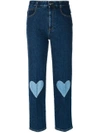 STELLA MCCARTNEY CROPPED HEART-EMBROIDERED JEANS,475195SLH0412162853