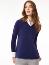 Jones New York Collared Shirt V-neck Sweater Combo Top In Multi