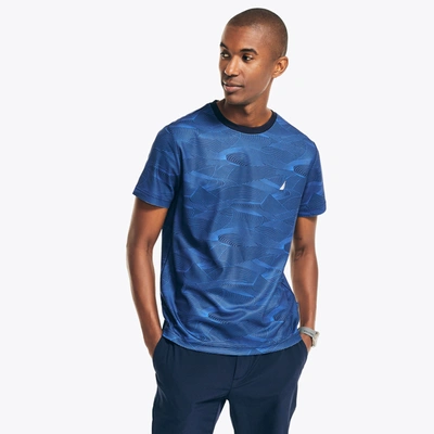Nautica Mens Navtech Sustainably Crafted Printed T-shirt In Blue