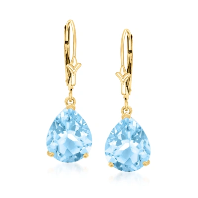 Ross-simons Pear-shaped Sky Blue Topaz Earrings In 14kt Yellow Gold