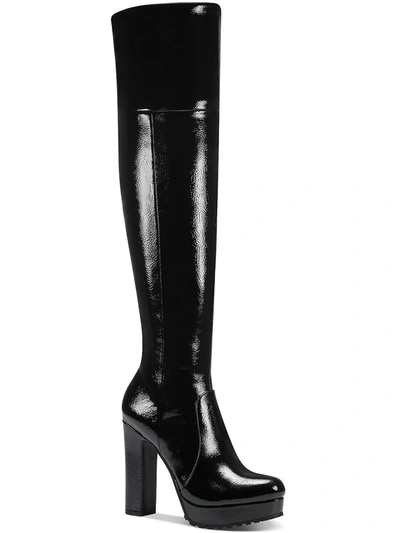 Thalia Sodi Cayden Womens Platform Faux Leather Over-the-knee Boots In Black
