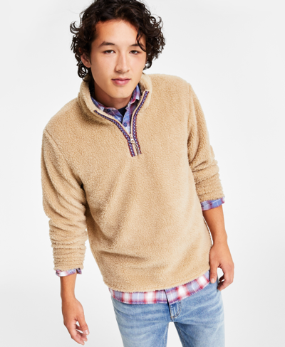 Sun + Stone Men's Dan Fleece Quarter-zip Sweater, Created For Macy's In Hammock