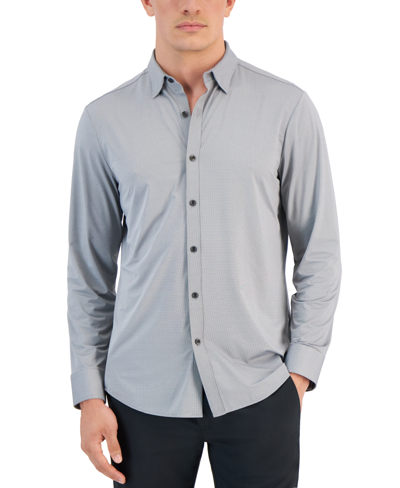 Alfani Men's Alfatech Yarn-dyed Long Sleeve Performance Shirt, Created For Macy's In Bright White