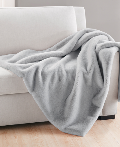 Charter Club Plush Faux Fur Throw, 50" X 60", Created For Macy's In Grey