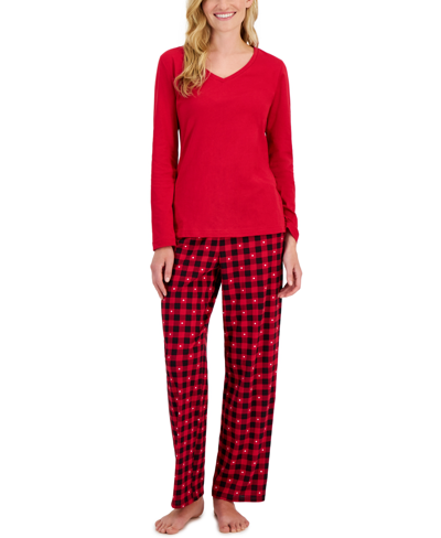 Charter Club Women's 2-pc. Cotton V-neck Packaged Pajama Set, Created For Macy's In Heart Gingham