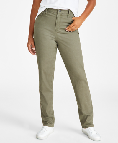 Style & Co Women's Straight-leg High Rise Jeans, Created For Macy's In Olive