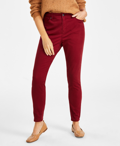 Style & Co Women's Mid Rise Curvy-fit Skinny Jeans, Created For Macy's In Scarlet Crush