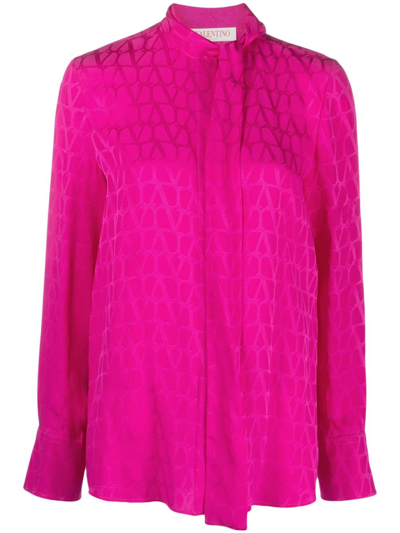 Valentino Garavani Toile Iconographe Shirt In Silk Jacquard In Pink