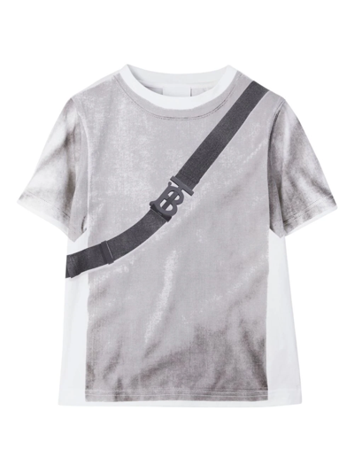 Burberry T-shirt Con Stampa In Grey