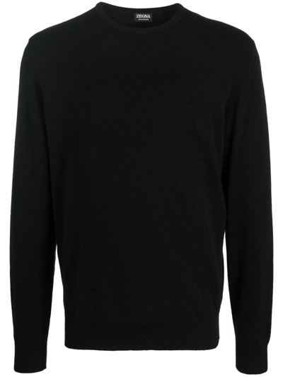 Zegna Oasi Cashmere Knit Crewneck Sweater In Schwarz