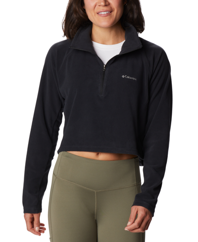 Columbia Women's Glacial Cropped Ii Sportswear Fleece 1/2-zip Top In Black