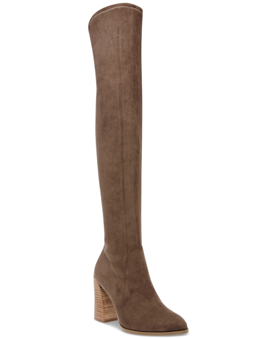 Dv Dolce Vita Women's Gollie Wide-calf Block-heel Over-the-knee Boots In Mushroom