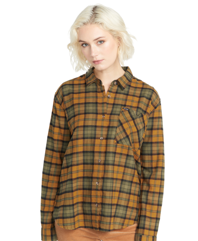 Volcom Juniors' Plaid To Meet U Flannel Shirt In Bronze