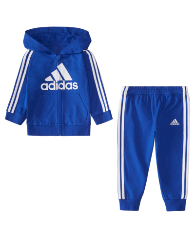 Adidas Originals Baby Boys Hooded French Terry Jacket And Joggers, 2 Piece Set In Team Royal Blue