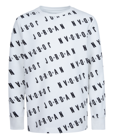 Jordan Big Boys Waffle All Over Print Long Sleeve Essentials T-shirt In Sail