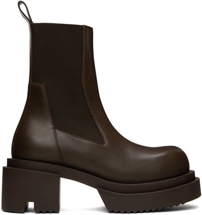 Rick Owens 'beatle Bogun' Black Boots With Chunky Platform In Smooth Leather Woman