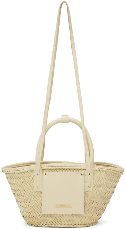 Jacquemus Beige & Off-white 'le Petit Panier Soli' Tote In 120 Ivory