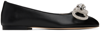 MACH & MACH BLACK DOUBLE BOW BALLERINA FLATS