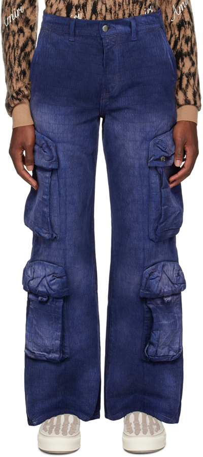 Amiri Men's Straight-leg Denim-jacquard Utility Pants In Blue