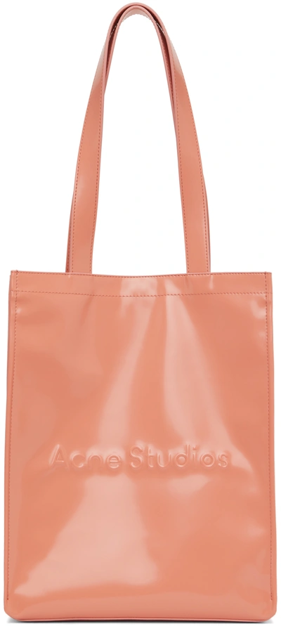 Acne Studios Pink Logo Tote In Brown