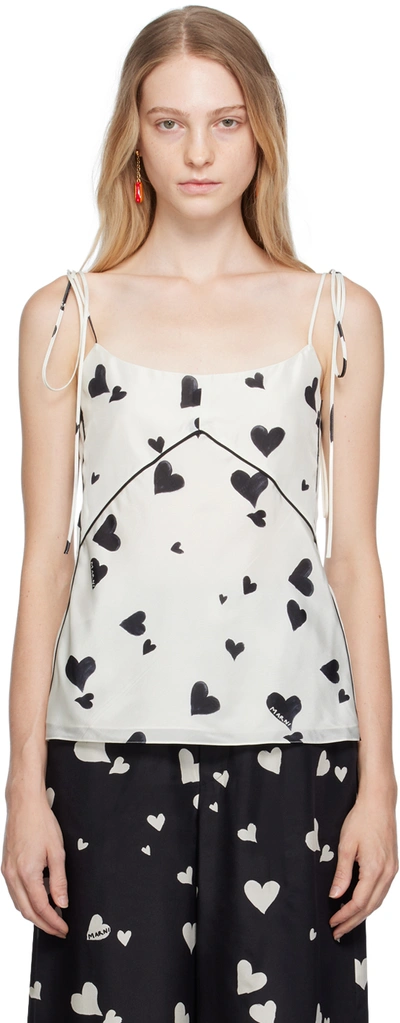 Marni Heart-print Silk Top In White