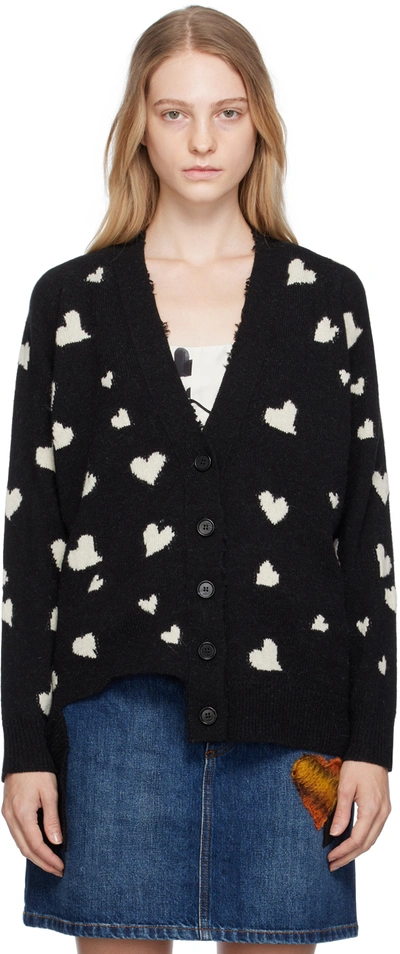Marni Heart-print V-neck Cardigan In Black