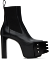 RICK OWENS BLACK GRILLED PLATFORM BOOTS