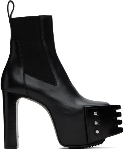 Rick Owens Black Grilled Platform Boots In New