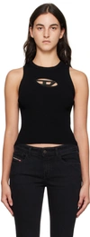 Diesel Logo Plaque Ribbed Tank Top In Black