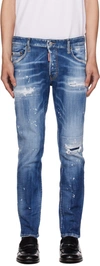 DSQUARED2 BLUE RIPPED SKATER JEANS