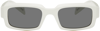 Prada White Rectangular Sunglasses In Bone