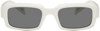 Prada White Rectangular Sunglasses In White