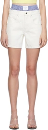 ALEXANDER WANG OFF-WHITE LAYERED DENIM SHORTS