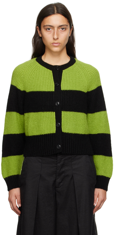 Ymc You Must Create Foxtail Stripe-print Cardigan In 01-black-green