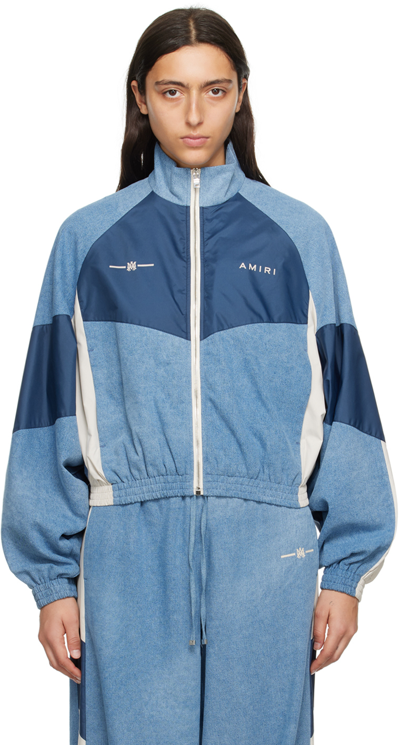Amiri Chambray Retro Track Jacket In Azul Claro
