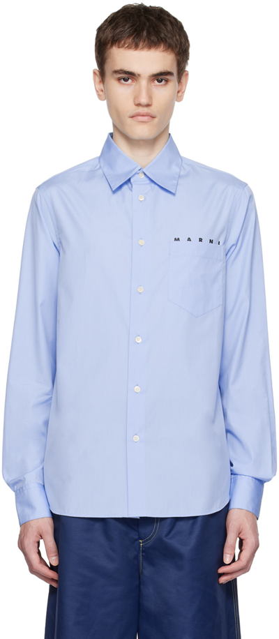 Marni Blue Printed Shirt In L1b50 Iris Blue