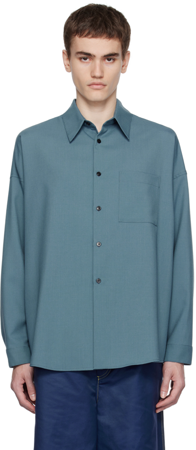 Marni Blue Boxy Shirt In 00b37 Opal