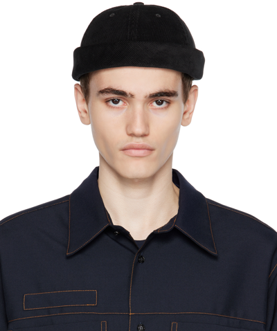 Marni Black Rolled Brim Beanie In 00n99 Black