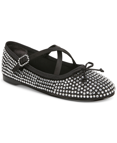 Circus Ny Women's Zuri Rhinestone Crisscross Buckled Ballet Flats In Black Rhinestone