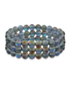 Bling Jewelry Set Of 3 Rainbow Iridescent Created Blue Moonstone Round Bead 8mm Stacking Strand Stretch Bracelet F