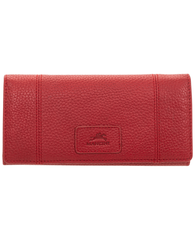 Mancini Women's Pebbled Collection Rfid Secure Trifold Wallet In Red