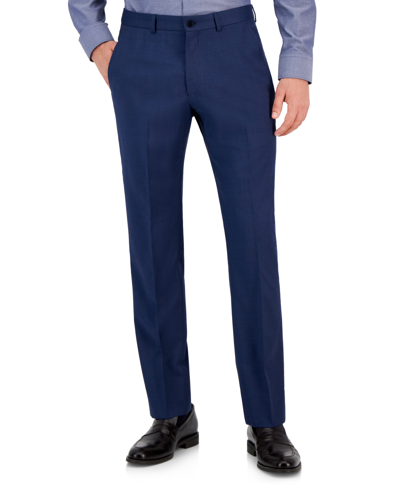A X Armani Exchange Men's Slim-fit Blue Textured Suit Pants