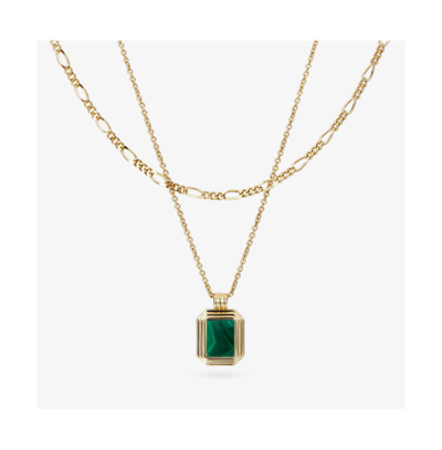 Ana Luisa Layered Necklace Set In Gold/malachite