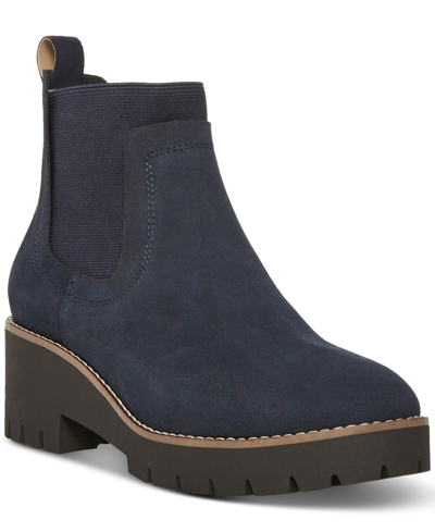 Aqua College Demi Pull-on Waterproof Chelsea Booties, Created For Macy's In Navy Suede